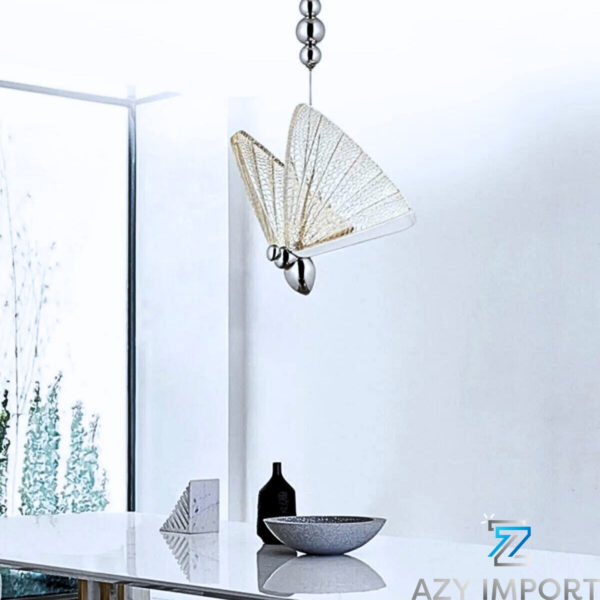 Luminaria Led Pendente Borboleta 22cm Prata Grande - Imagem 4