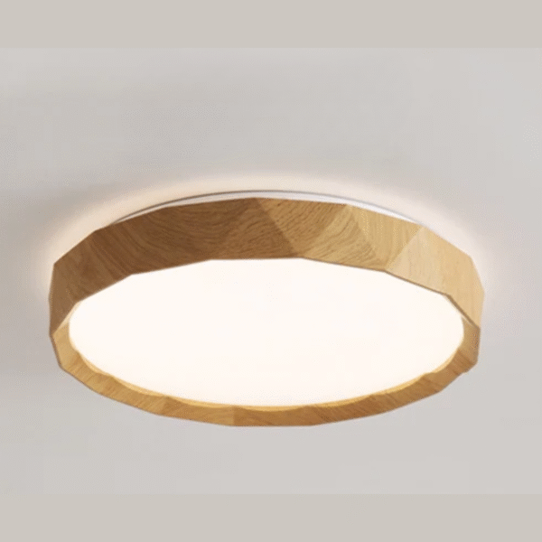 Luminaria Plafon Redondo Amadeirado Bege 3 In 1 Moderno - Imagem 3