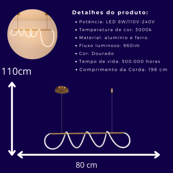 Lustre Pendente Mangueira Longa Arte 360 Graus - Imagem 3