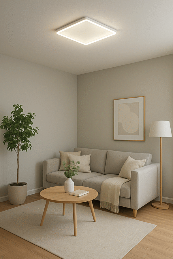 Plafon Minimalista Quadrado Branco 1 Anel Luminaria Teto - Imagem 2