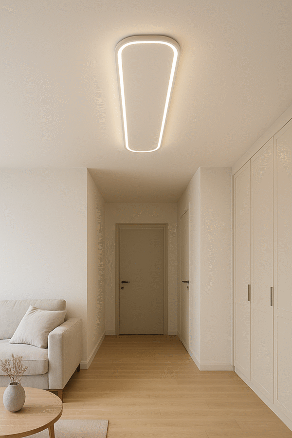 Plafon Minimalista Retangular Branco Luminaria Sobrepor - Imagem 2