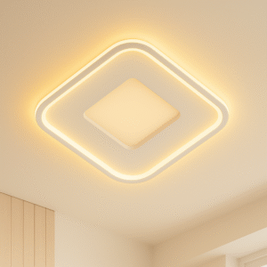Luminaria Plafon Sobrepor Minimalista Quadrado 1 Anel Branco