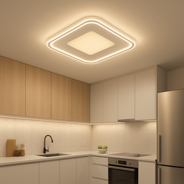 Luminaria Plafon Sobrepor Minimalista Quadrado 1 Anel Branco - Imagem 2