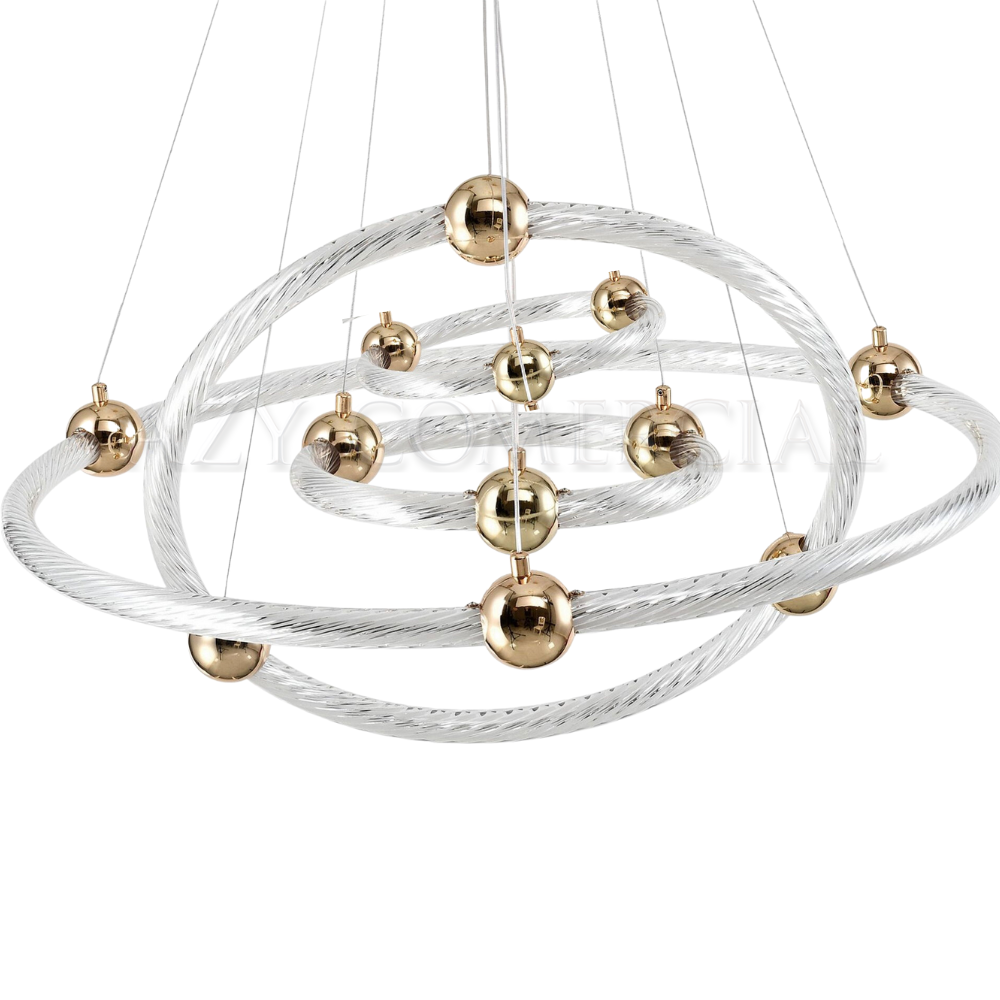 Lustre Aliança 4 Aneis 80x60x40x20 Galaxy Luxo Bivolt