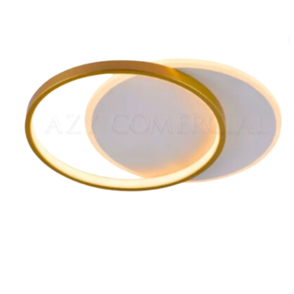 Luminaria Plafon De Teto Minimalista 2 Aneis Dourado