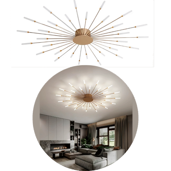 Lustre Girassol Led Solar Teto 3500k Bivolt Iluminação - Imagem 4