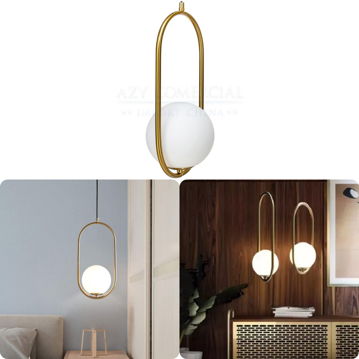 Luminaria Pendente Jabuticaba Oval Vidro Globo Dourado G9