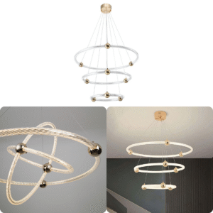 Lustre Aliança 3 Aneis 60x40x20 Galaxy Luxo Bivolt Decoração