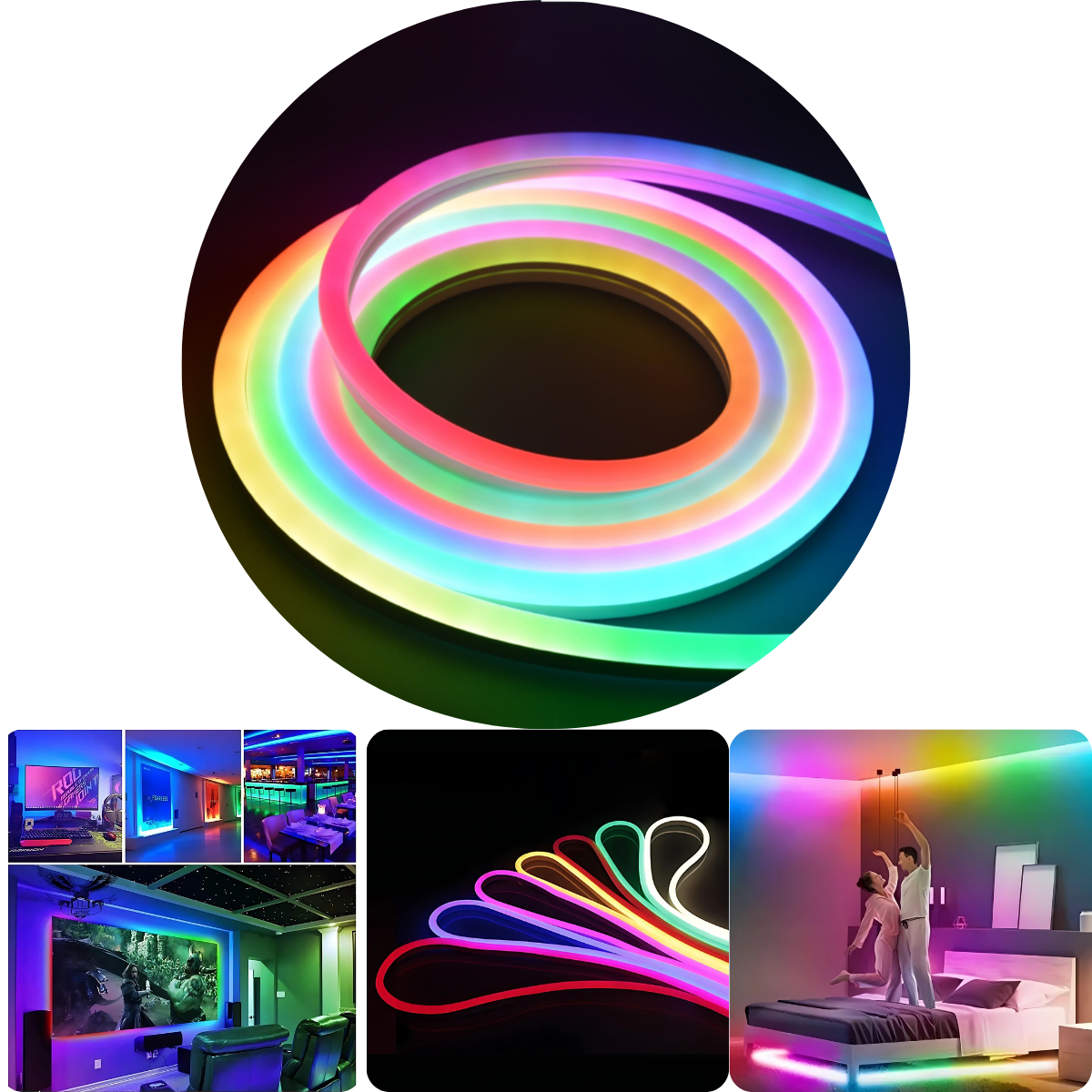 Mangueira Fita Neon RGB 5 metros + Controlador+ Fonte 12v