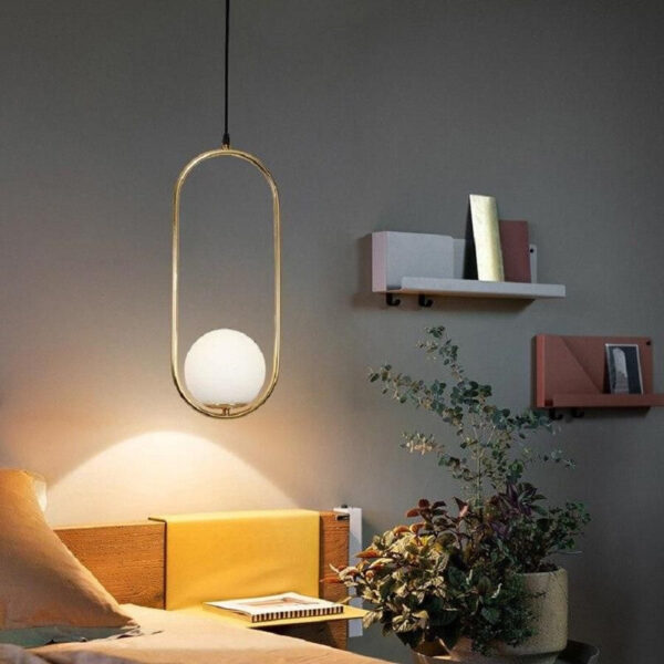 Luminaria Pendente Jabuticaba Oval Vidro Globo Dourado G9 - Imagem 4