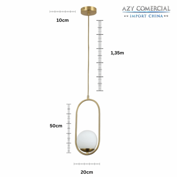 Luminaria Pendente Jabuticaba Oval Vidro Globo Dourado G9 - Imagem 6