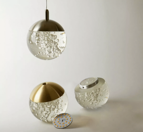 Luminaria Pendente Led Lua Cheia Cor Ouro Velho - Cristal - Imagem 2