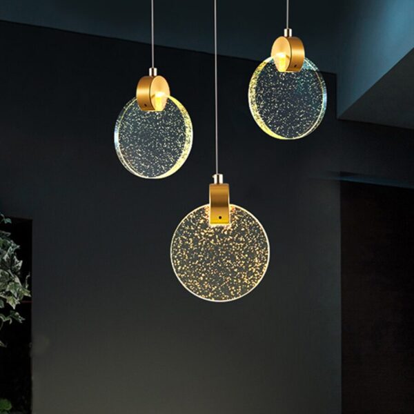 Pendente Lua De Cristal Vidro Com Bolhas - Dourado - Imagem 6