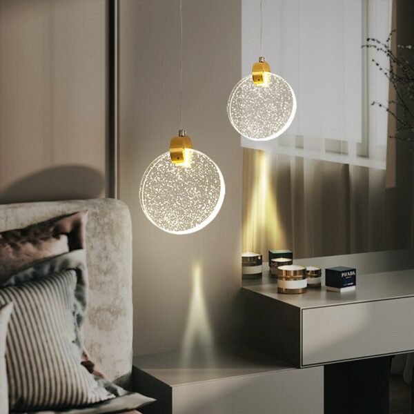 Pendente Lua De Cristal Vidro Com Bolhas - Dourado - Imagem 4