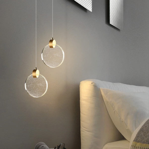 Pendente Lua De Cristal Vidro Com Bolhas - Dourado - Imagem 2