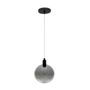 Pendente Lua De Cristal Vidro Com Bolhas - Fume
