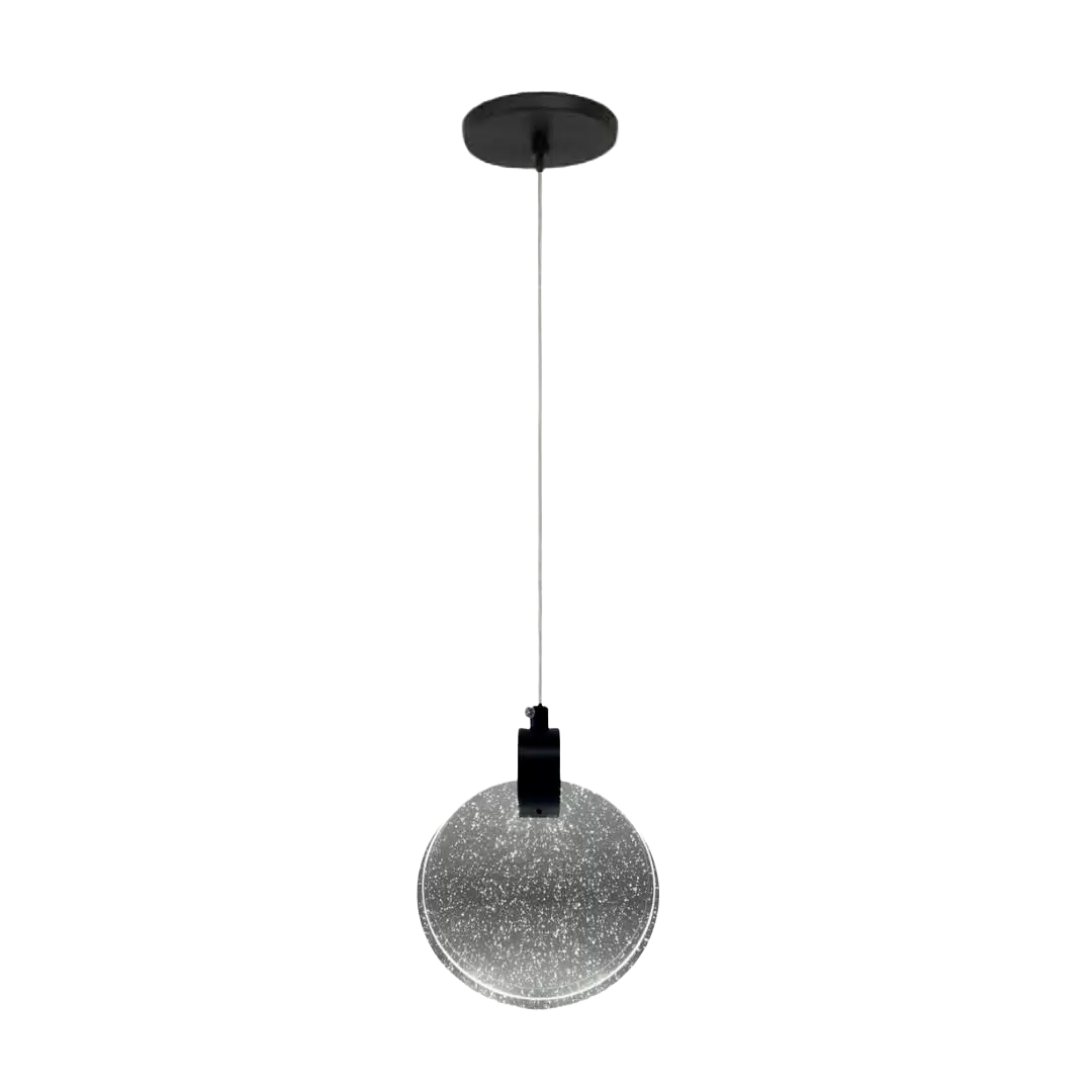 Pendente Lua De Cristal Vidro Com Bolhas - Fume