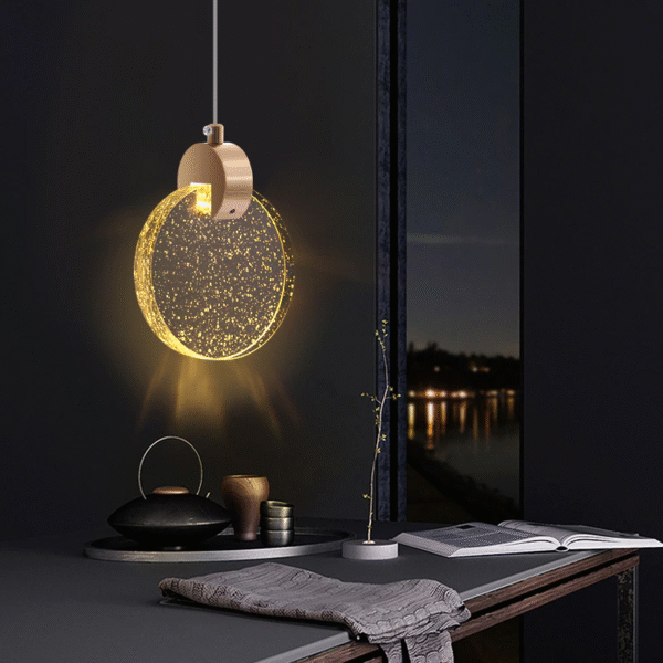 Pendente Lua De Cristal Vidro Com Bolhas - Rose - Imagem 4