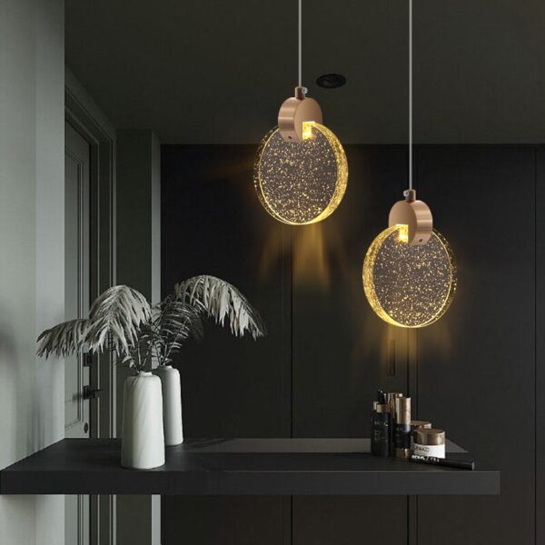 Pendente Lua De Cristal Vidro Com Bolhas - Rose - Imagem 2