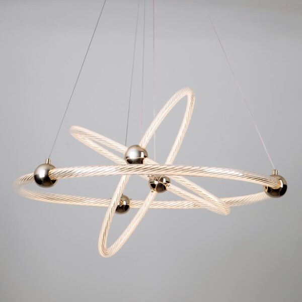 Lustre Aliança 3 Aneis 60x40x20 Galaxy Luxo Bivolt Decoração - Imagem 4