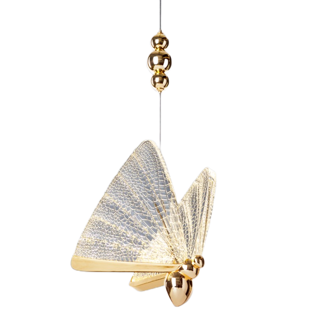 Luminaria Led Pendente Borboleta De 17cm Cor Dourado