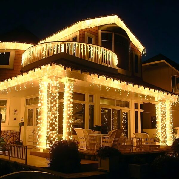 Cascata Natal Pisca cortina 400Leds Fixo 110v ou 220v C/emenda Macho/Femea - Imagem 2