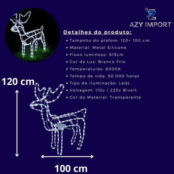 Renas Grande Fêmea ou Macho Led C/movimento Branco Quente / Branco frio 110v ou 220v - Imagem 7