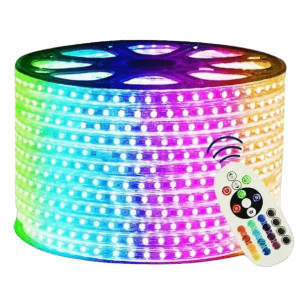 Mangueira Fita Ultra Led 100 metros + controladora 5050 Achatada RGB Colorida 220v - Imagem 8