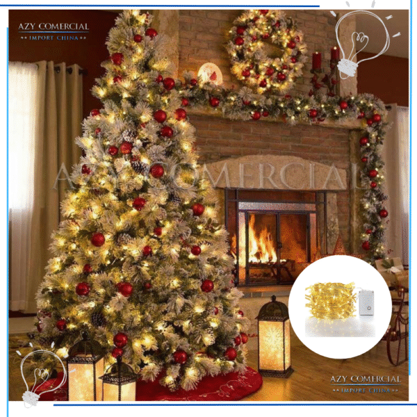 Pisca-pisca De Natal Cordão Led 100Leds 8função 10metros Fio verde ou Transparente - Imagem 4