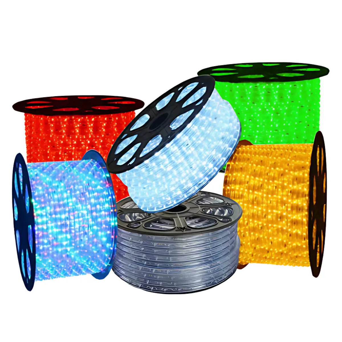 Mangueira De Led Redonda 100metros+10 Conectores Natalina 11mm 24leds/metro