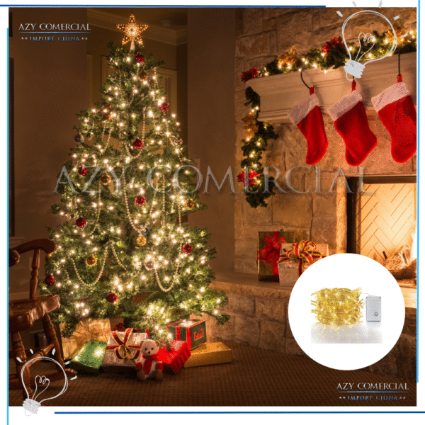 Pisca-pisca De Natal Cordão Led 100Leds 8função 10metros Fio verde ou Transparente - Imagem 3