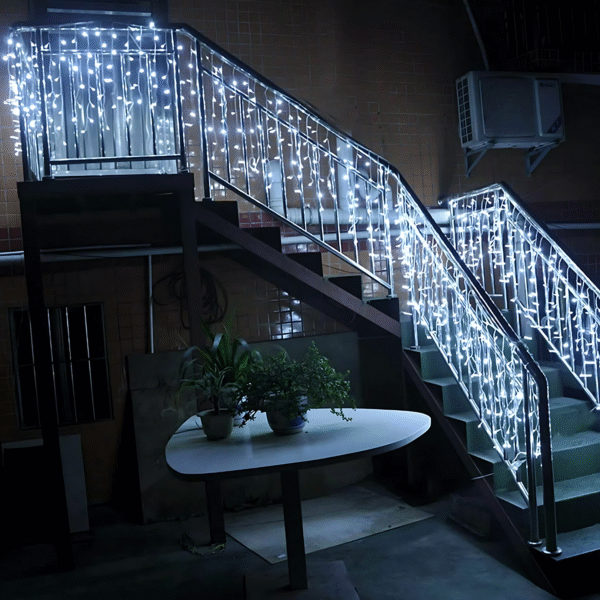 Cascata Natal Pisca cortina 400Leds Fixo 110v ou 220v C/emenda Macho/Femea - Imagem 9