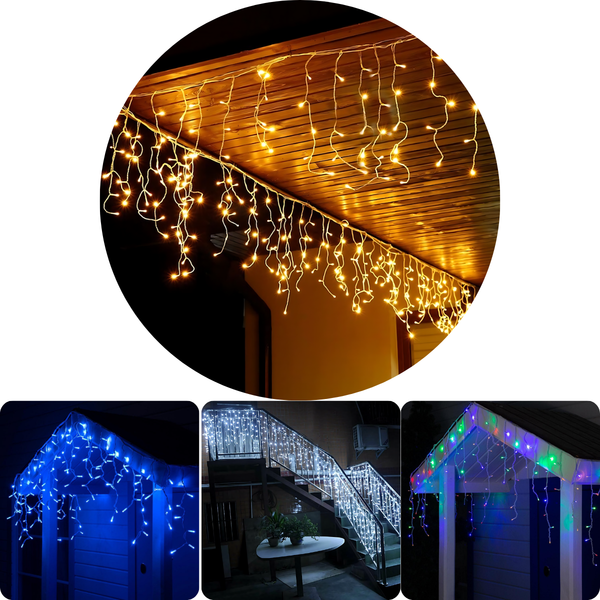 Cascata Natal Pisca cortina 400Leds Fixo 110v ou 220v C/emenda Macho/Femea