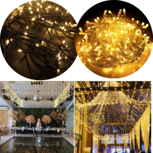 Cordão 30 metros Fixo 300Leds Fio Transparente ou Verde C/emenda Macho/Femea 110V ou 220v