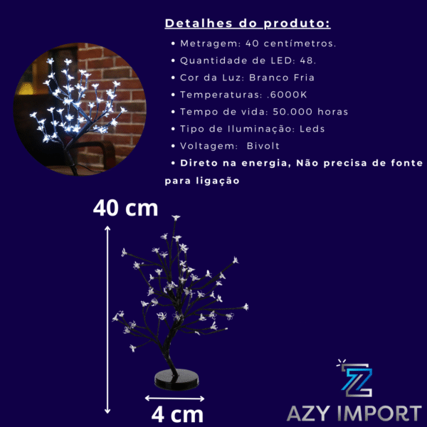 Luminaria Arvore Cerejeira Leds Abajur Flor 48Leds Bivolt - Imagem 5