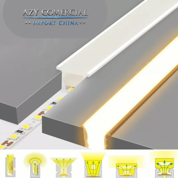 Perfil Led 10 metros Embutir Flexivel 30x10 Iluminação Direcional - Imagem 3