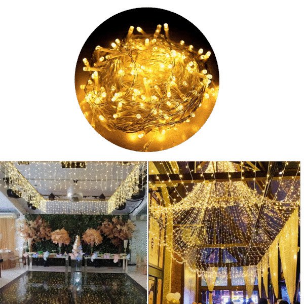 Cordão Natal Led Fixo 100 Leds 10 metros emenda Macho/femea Fio Transparente